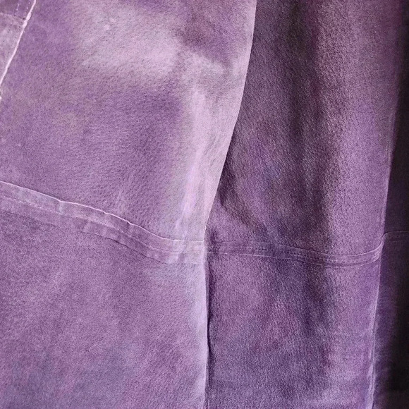 Vintage Purple Suede Leather Button Front Shirt Jacket Shacket Boho Western Moto - Picture 6 of 6